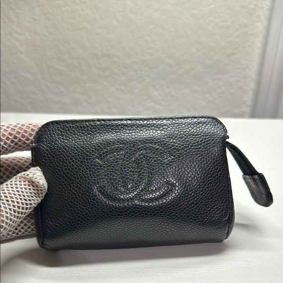 Authentic Chanel Black caviar Leather pouch Wallet - Picture 1 of 16